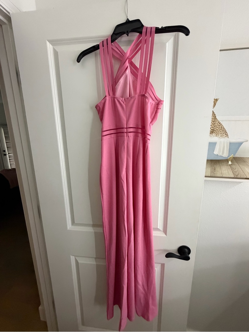 Sleeveless Pink Cross-Back Maxi Dress - Picture 4 of 7
